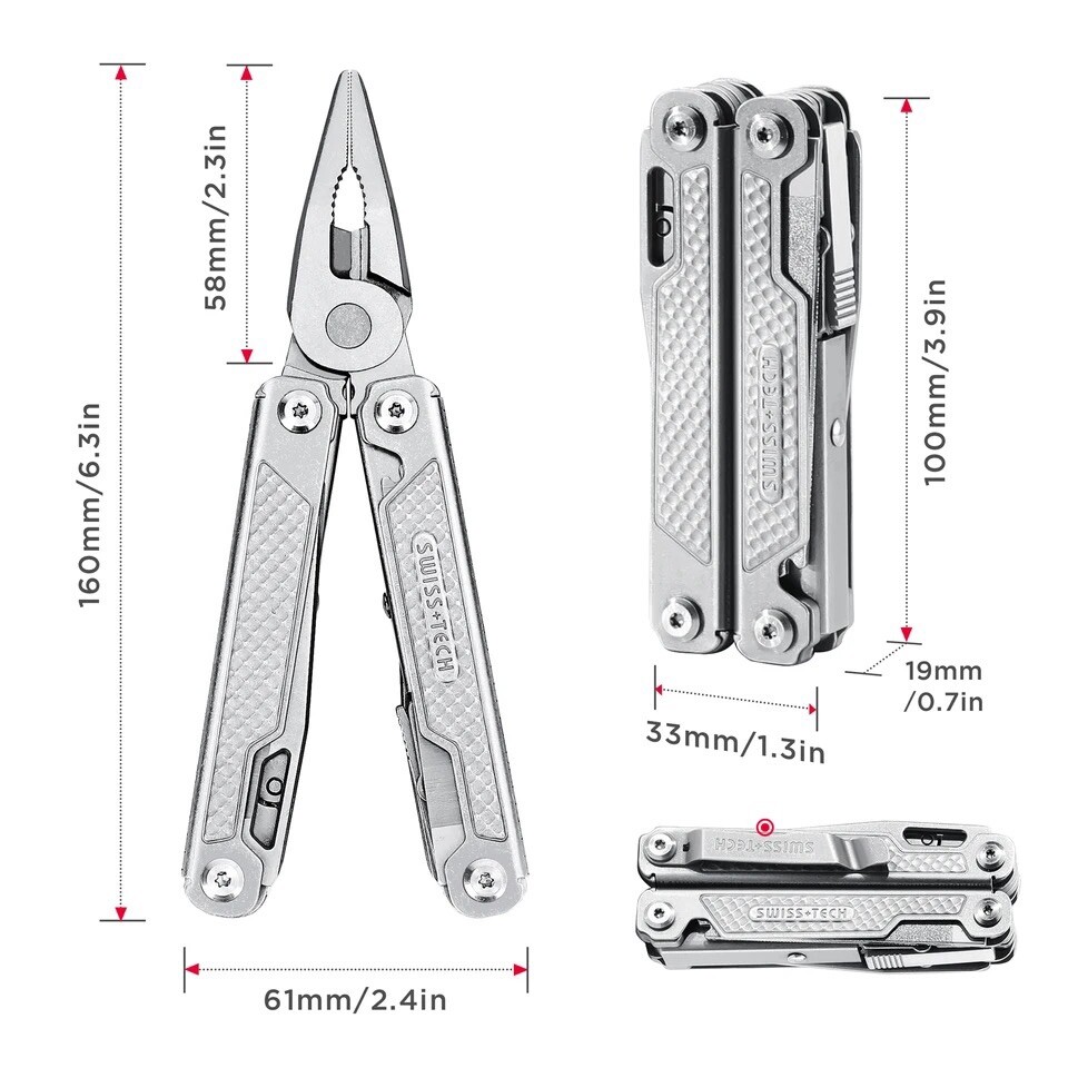 SWISS TECH 17 in 1 Multi Plier Folding Plier Wire Stripper Outdoor Camping Multi