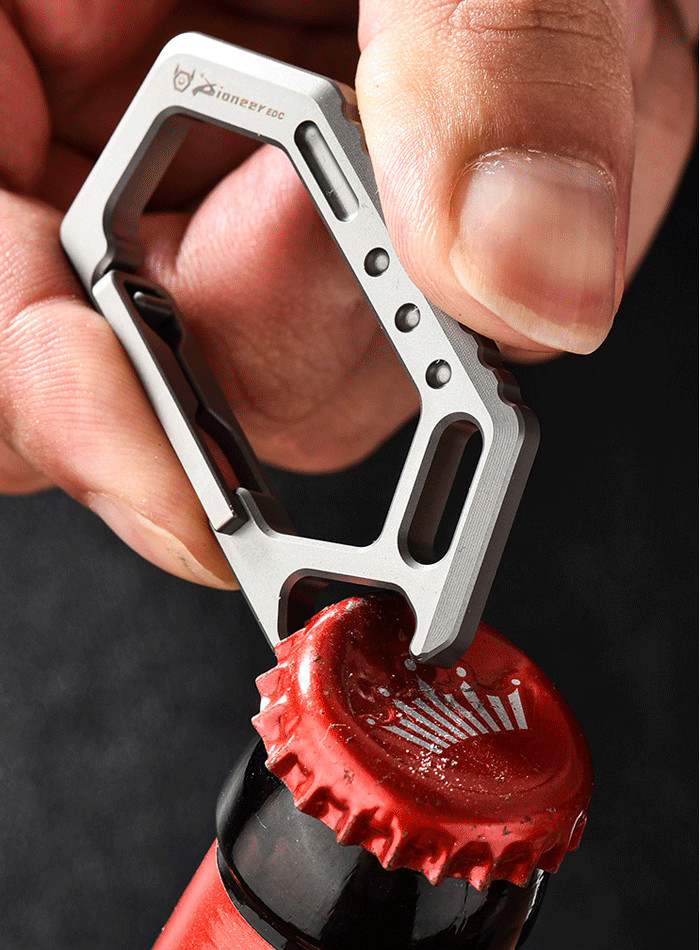 EDC Titanium Keychain Carabiner Car Keys Holder Organizer w/ Bottle Opener Tool