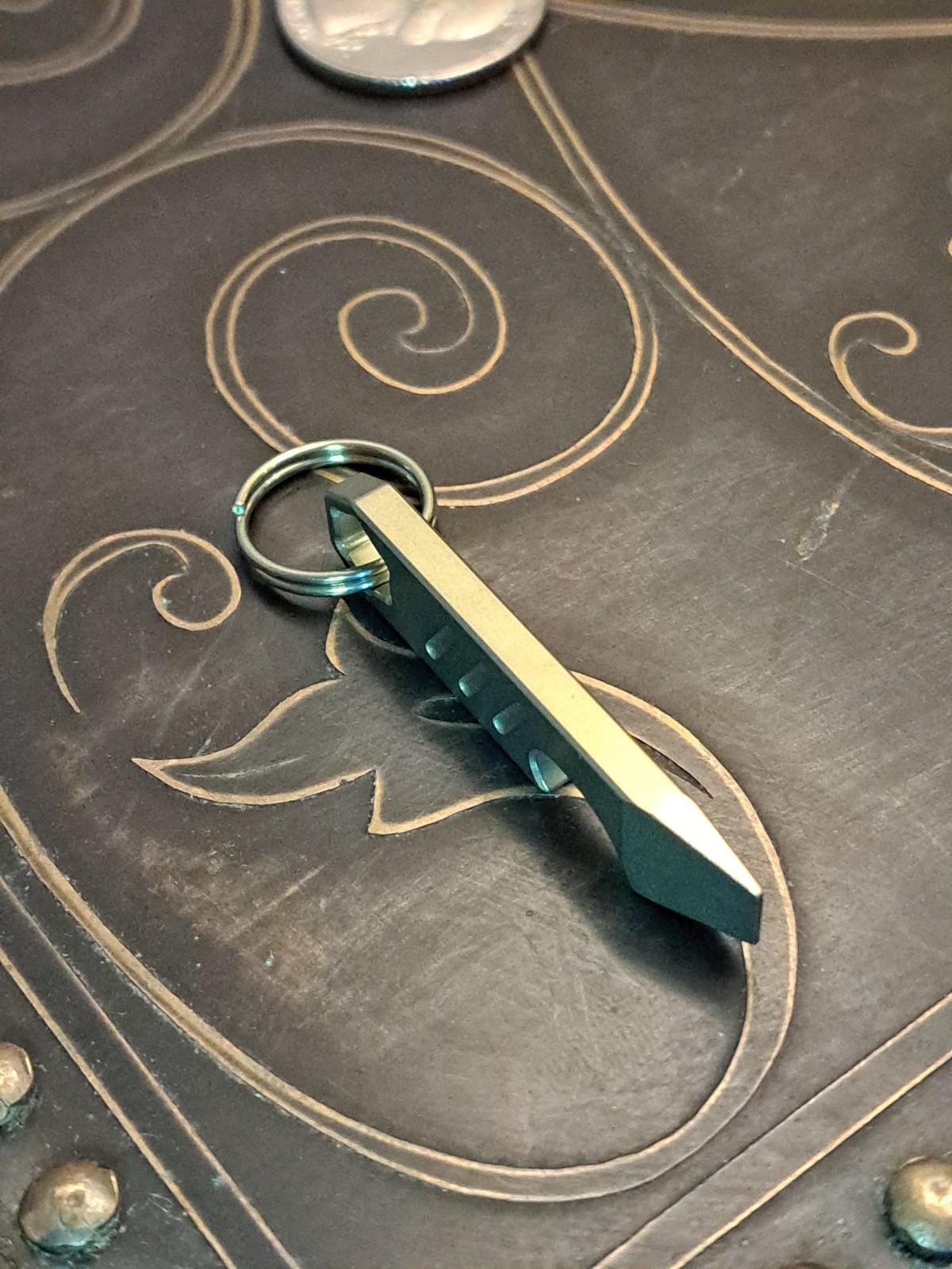 Mini EDC Anodized Gold Titanium Keychain Bottle Opener