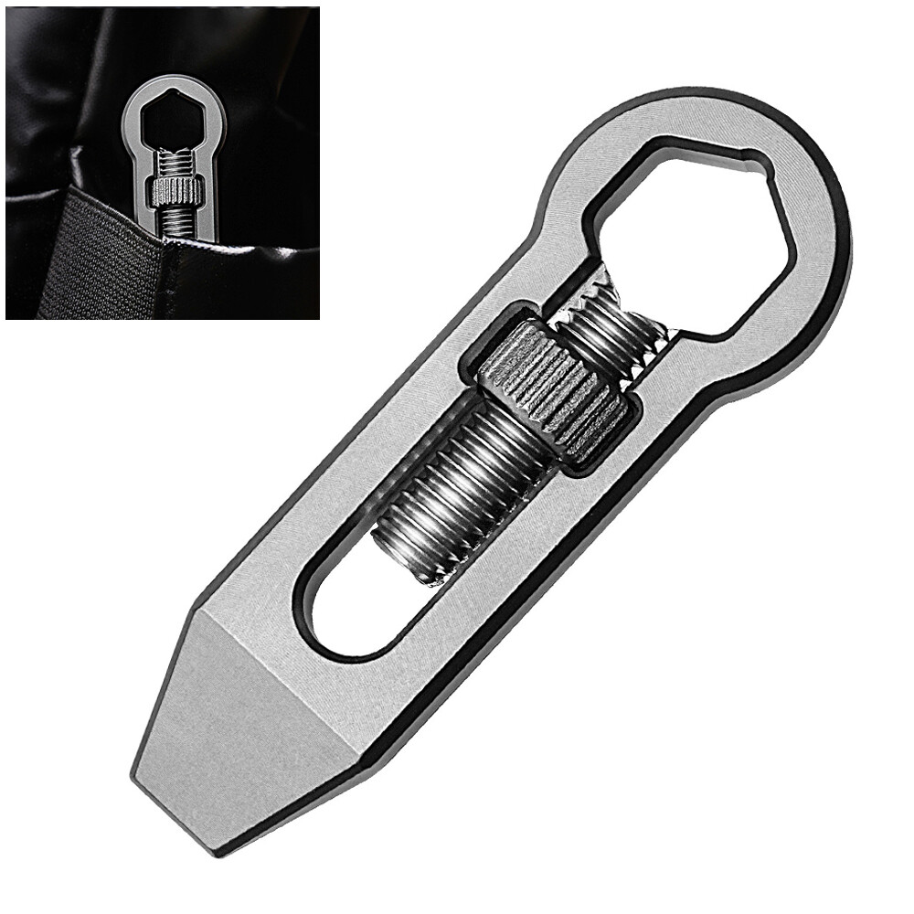 Titanium Alloy Multi Tools Adjustable Wrench Pocket Pry Bar Crowbar Keychain