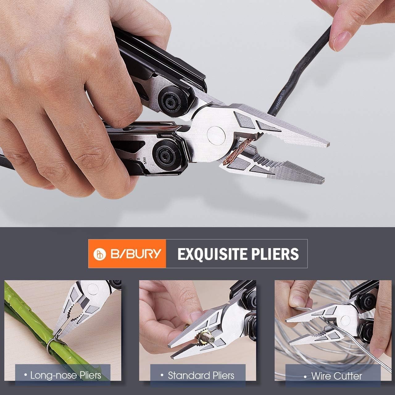 .BIBURY 18-in-1 Multitool Pliers Hammer Camping Tool