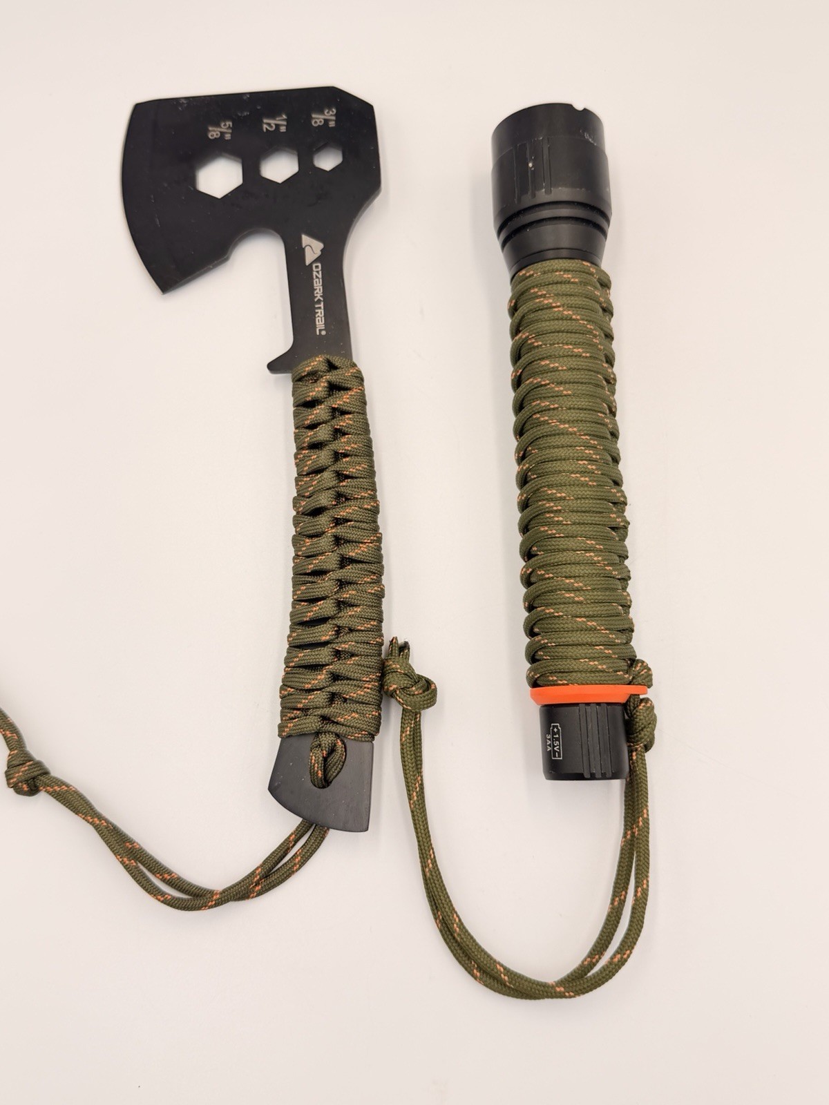 Ozark Trail 10″ Camping Hatchet & Flashlight Set – Paracord Wrapped Multi-Tool