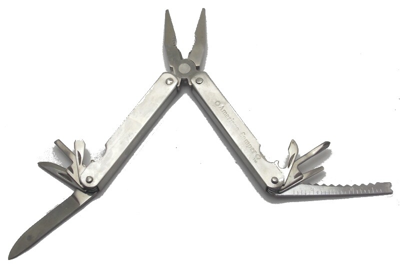 American Camper Folding Multi Camping Tool in Belt Case Used