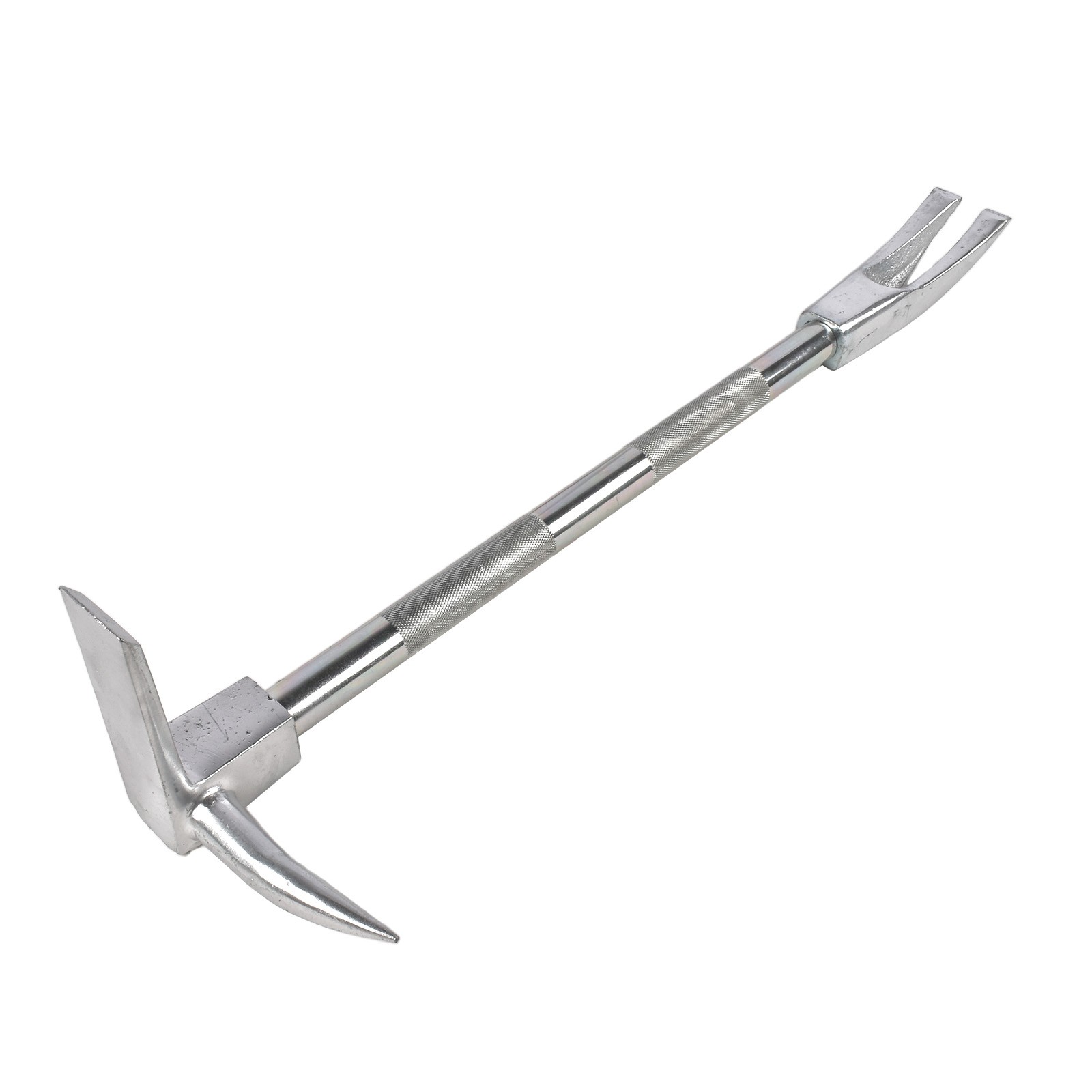 30″ Silver Halligan Breacher Tool, Drop-Forged Steel Pry Bar for Fire & Rescue