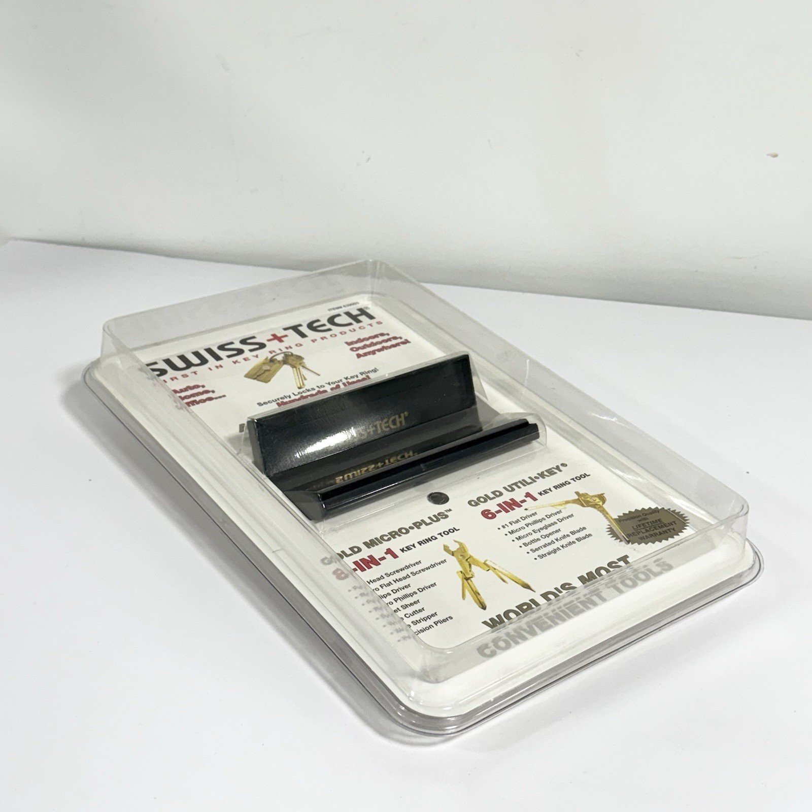 SWISS+TECH Gold Tone Micro-Plus & Utili-Key Ring Multi Tool Set New Sealed NOS