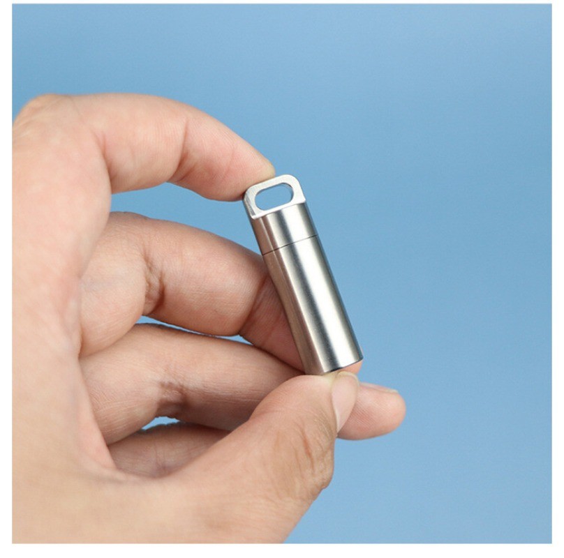 Waterproof Titanium Pill Holder Case Keychain Small Pill Box Container Organizer