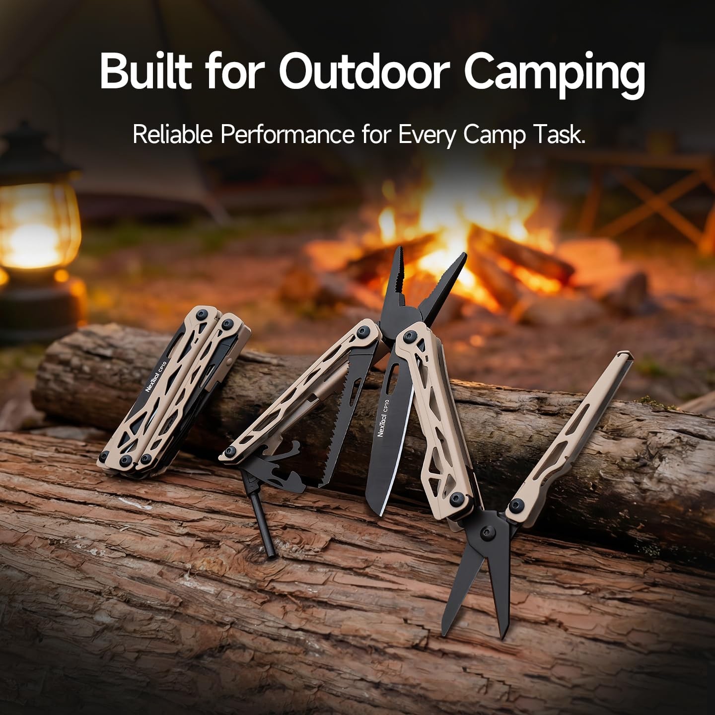 Camper CP10 Multitool，12-in-1 Multi tool with Scissors, Fire Starter, Tent St…