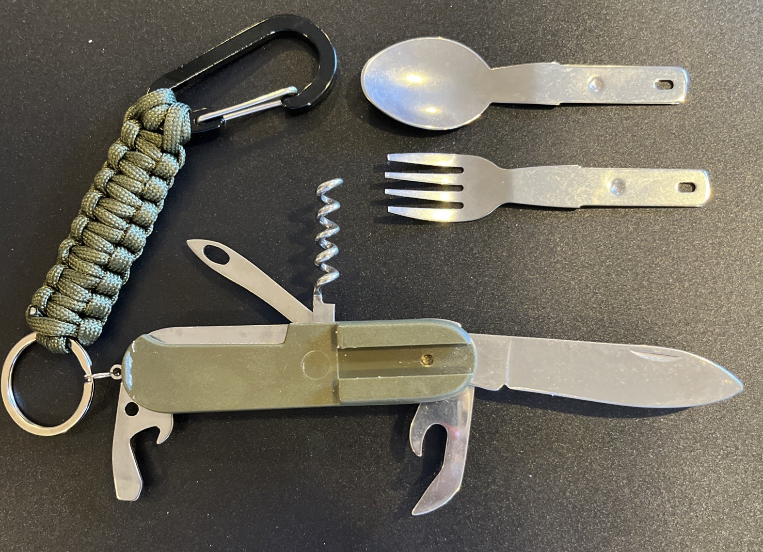 Camping Knife Multitool With Fork & Spoon And Matching Lanyard