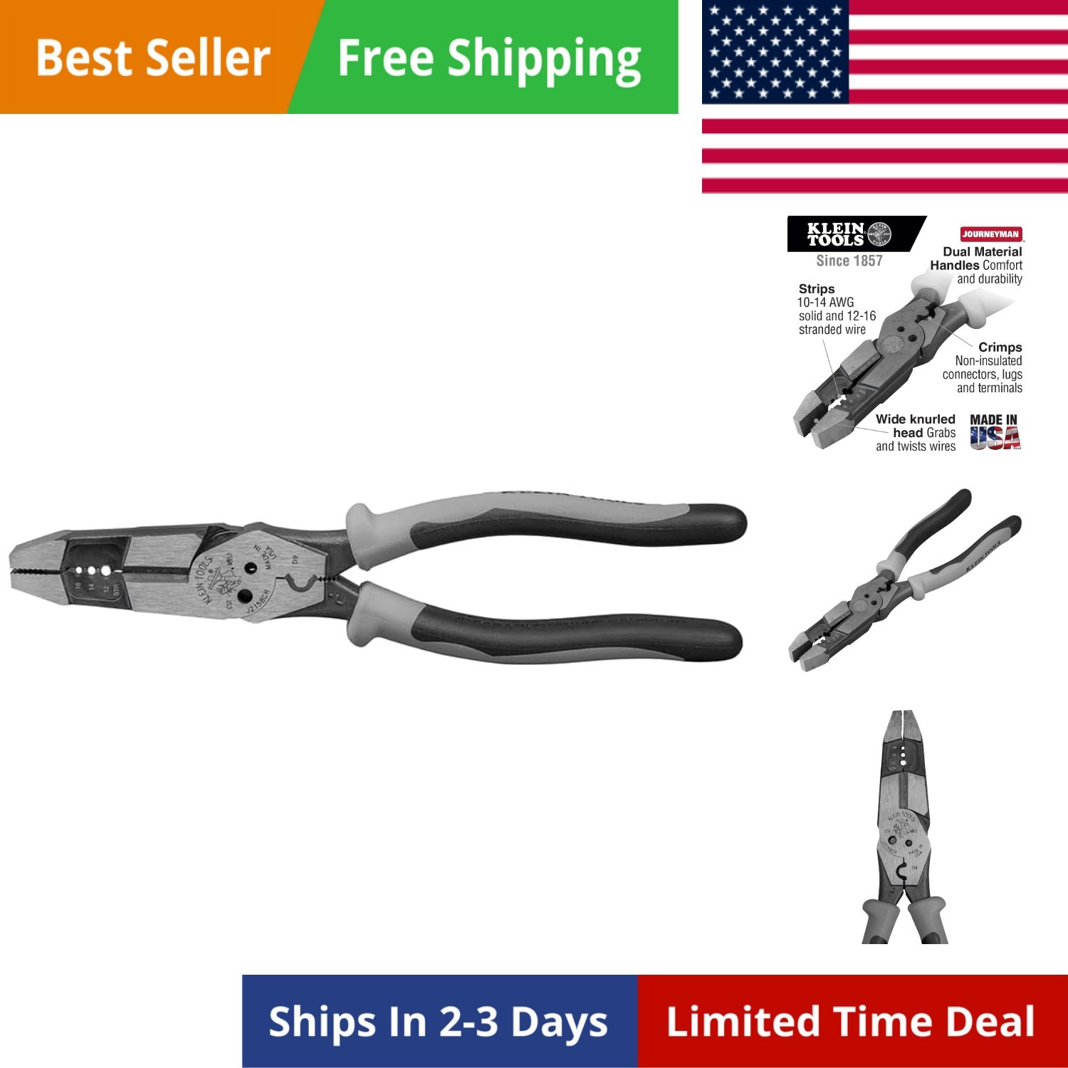 J215-8CR Multitool Pliers, , Hybrid Multi Purpose Tool / Crimper, Wire Stripp…