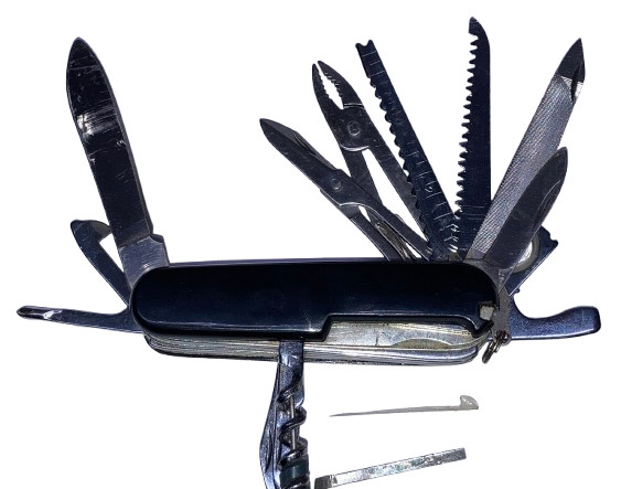 Large BLACK (17-n-1) 30-Function Camping Knife-New, Dealer Old Stock Circa 1998