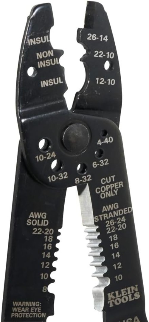 Klein Tools 1001 Multi-Purpose Wire Stripper & Crimper for 8-22 AWG, 8.5-Inches