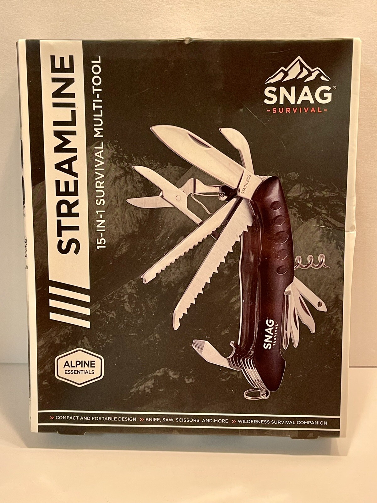 Snag Alpine Essentials Streamline 15-in-1 Survival Tool Knife Saw Scissors New