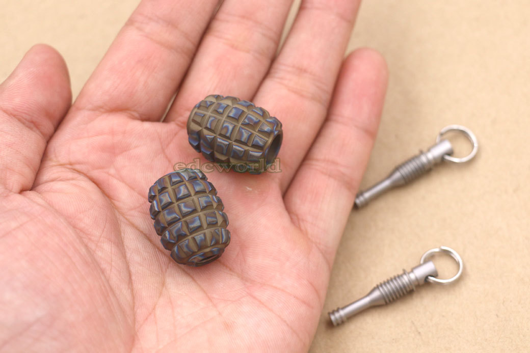 Titanium Alloy Parachute Cord Lanyard Knife Bead Key Chain Pendant DIY EDC Tool
