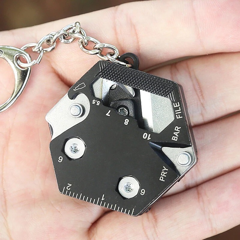 Keychain Screwdriver Multifunctional Hexagon Coin Outdoor EDC Tool Knife Pocket