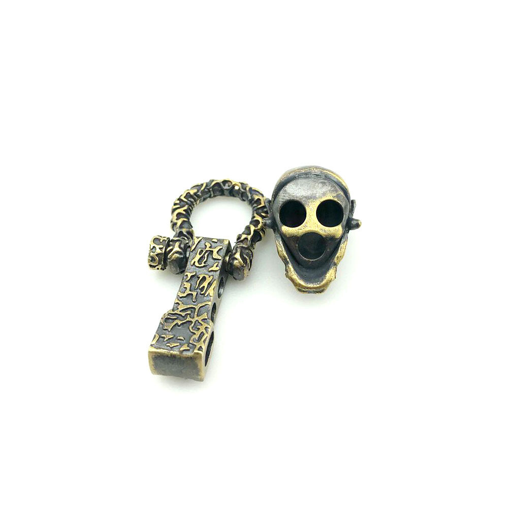 1PC Adjustable Paracord Lanyard Beads Pendant Brass Skull Knife Beads Charms DIY