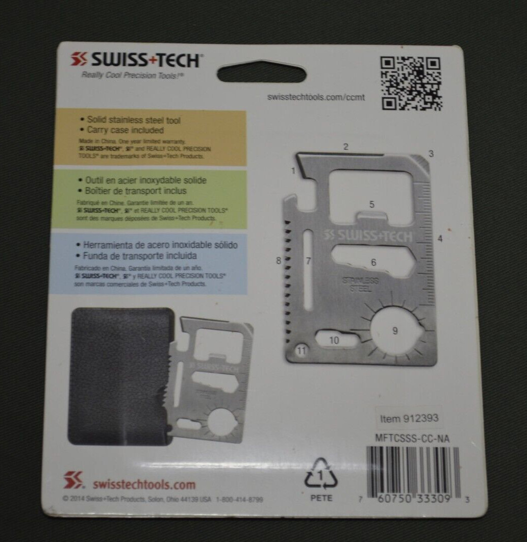 SWISS + TECH CREDIT CARD MULTI TOOL STAINLESS STEEL Survival NWT