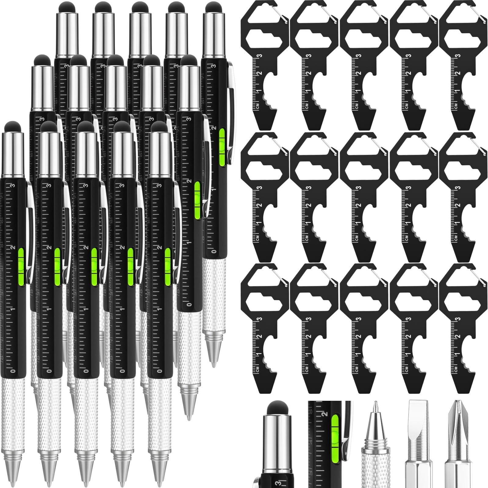 30 Pcs Multi Tool Set – 6-in-1 Screwdriver Pens, Stainless Steel Keychain, Gifts