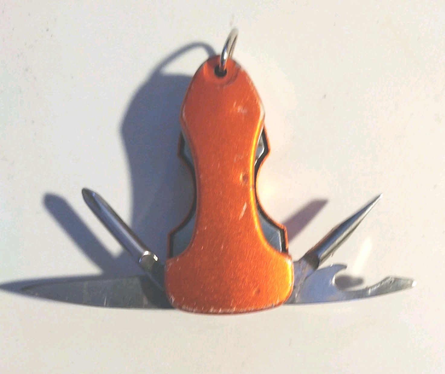 6 in 1 Keychain Pocket Multi-Tool Stainless Steel with LED Flashlight Orange #39