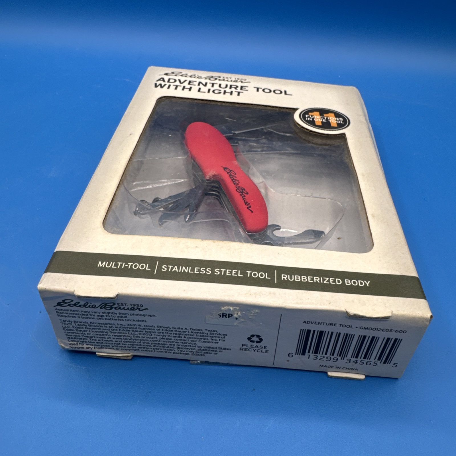 New 11 Function Adventure Knife Tool includes LED Light By Eddie Bauer Red