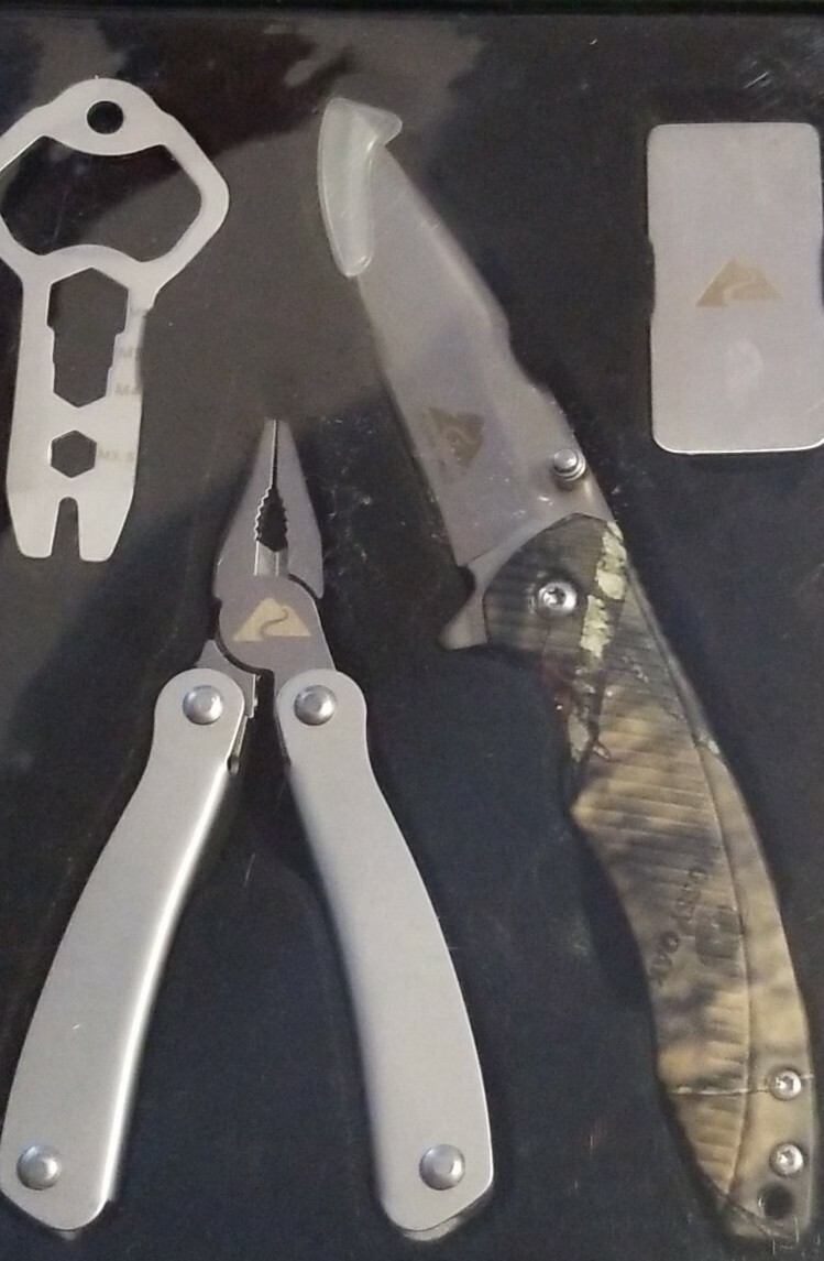 NEW Ozark Trail 4 Piece Combo Camo Survival Camp Set Opener Multitool & Knife
