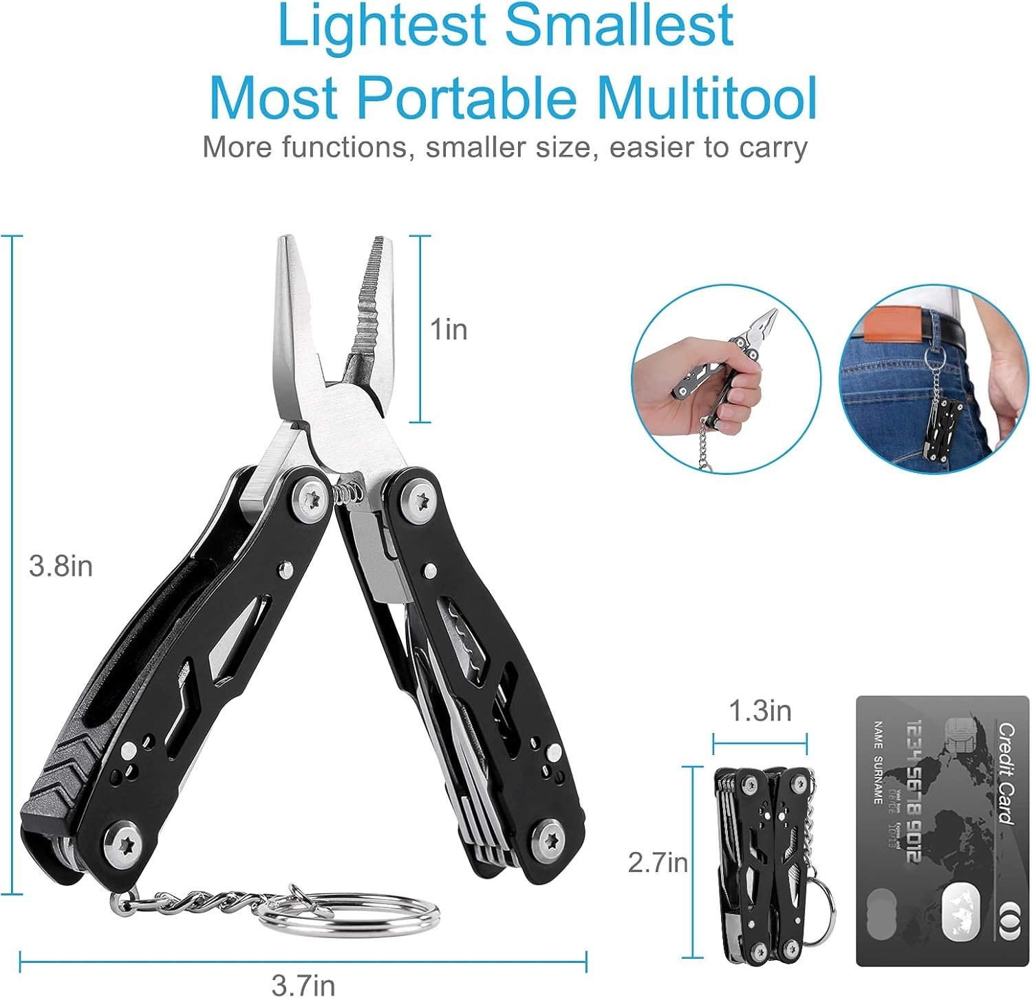Mini Multitool Knife 12 in 1 Small Pocket Multi Tool with Knife and Pliers