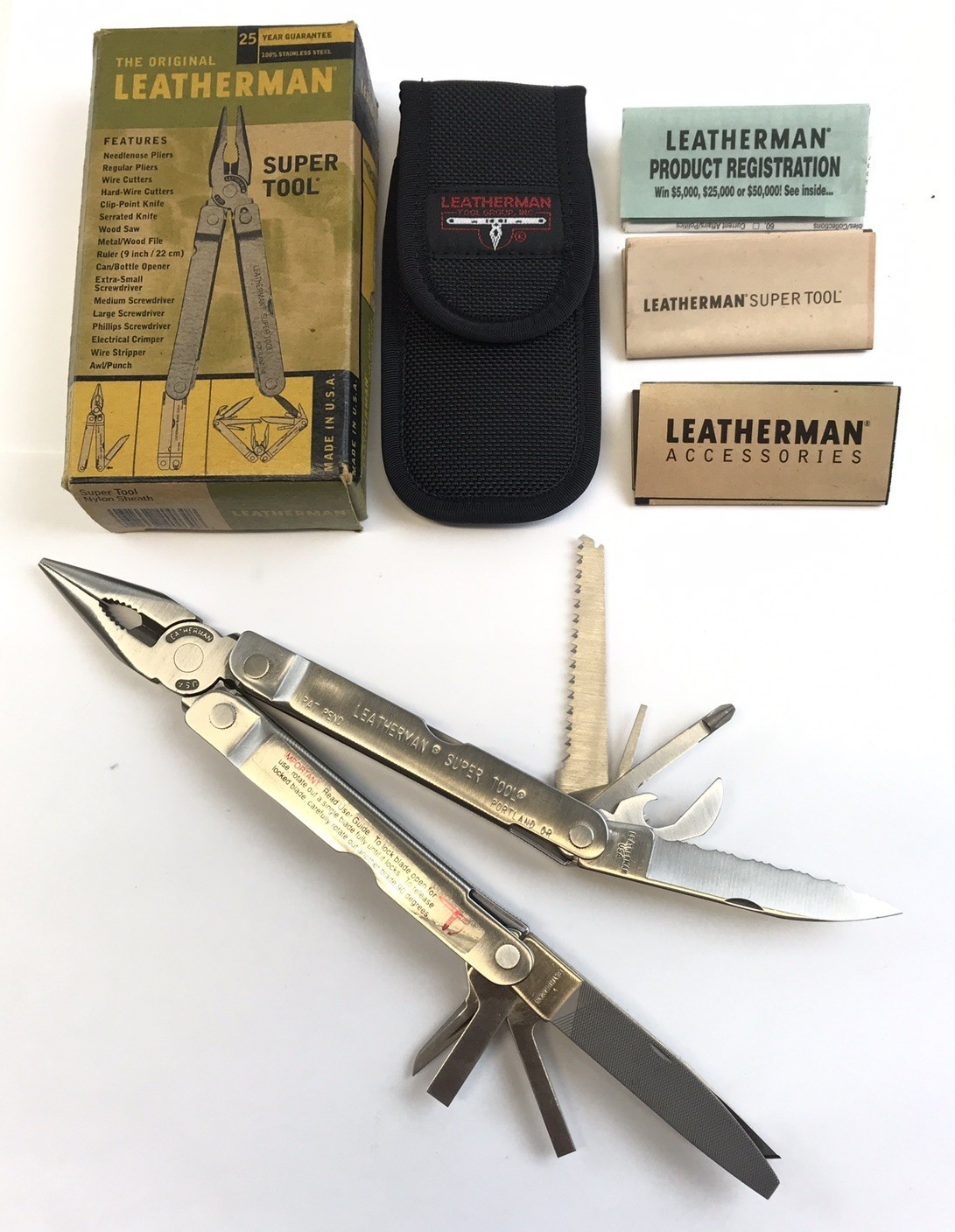 Original Leatherman Super Tool Multi-Tool Pocket Knife 1998 Box & Sheath NOS