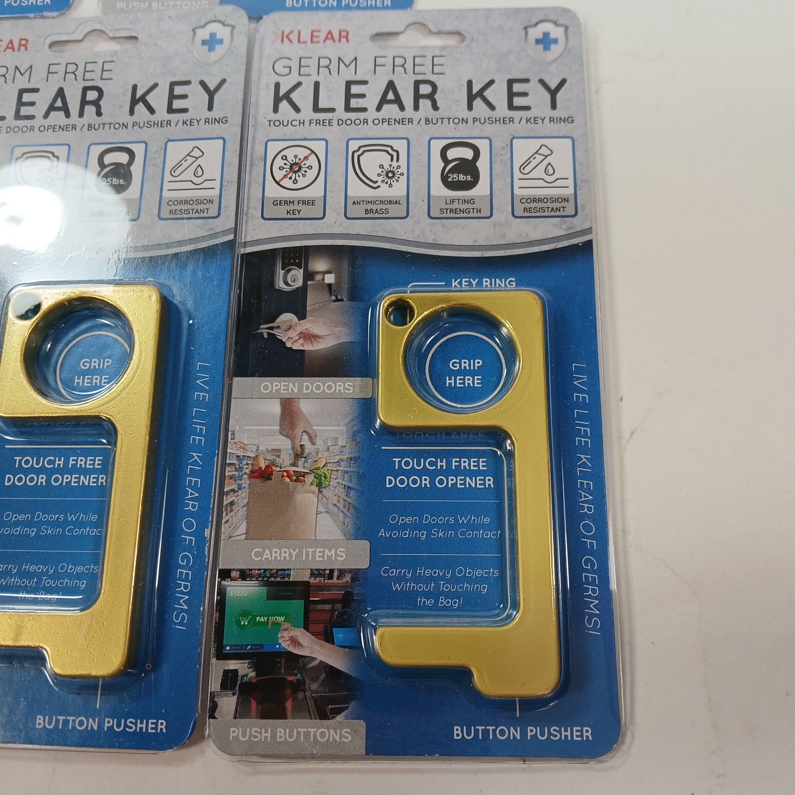 Lot of 5x Germ Virus Free NO TOUCH Hands-Free Door Opener Key Chains Metal