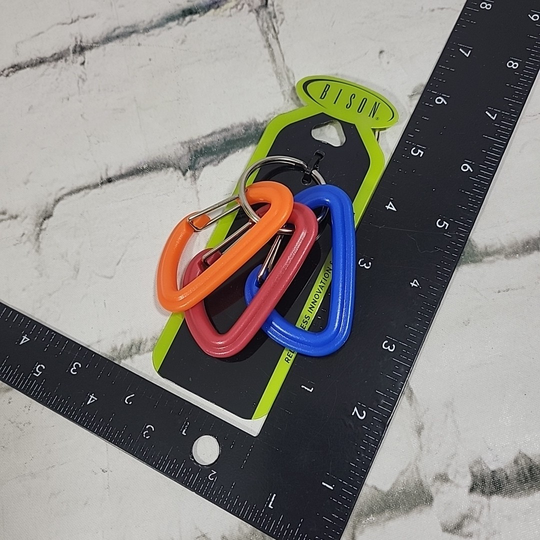 Bison Innovation Carabiner Clips Set Of 3 Plastic Color-Coded Hiking Camping New