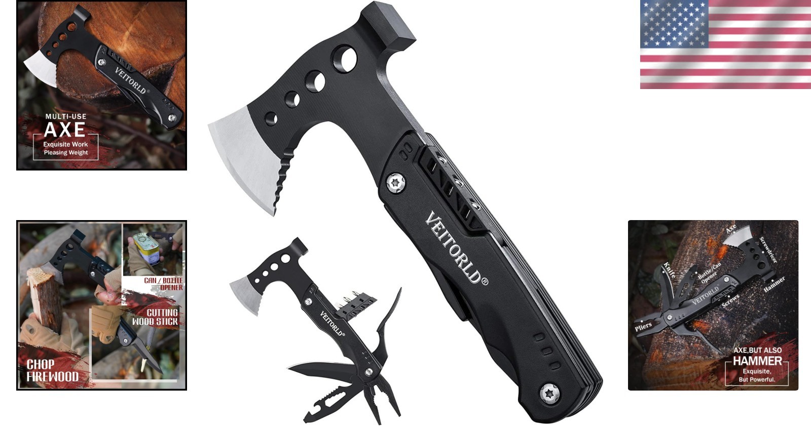 Versatile Multitool with Axe & Hammer – Stylish Presents for Outdoor Adventurers