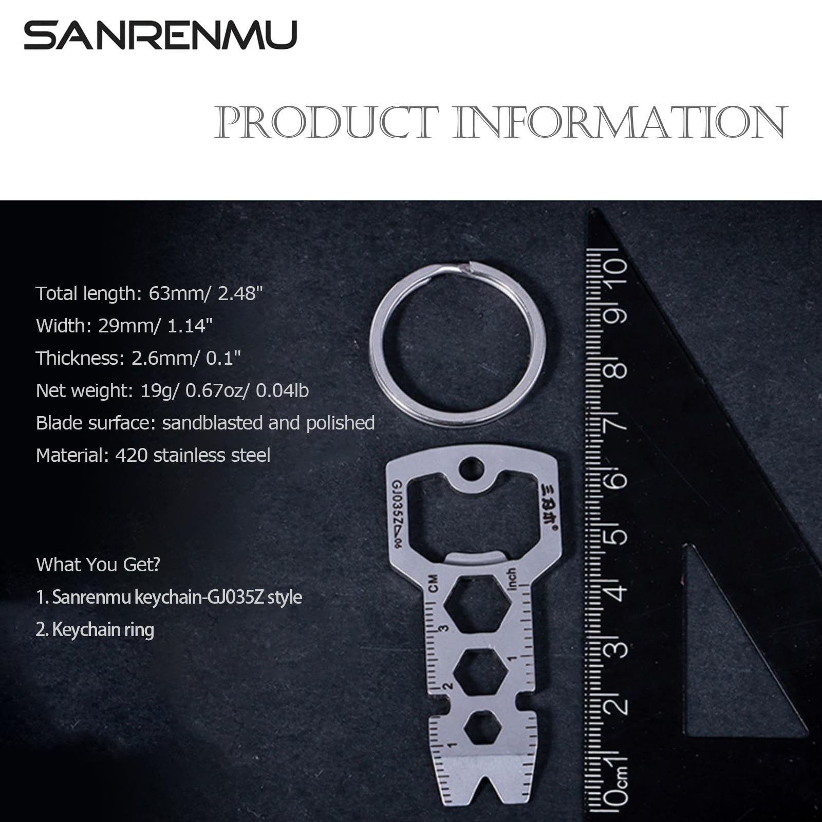 Pry Bar with Bottle Opener Inch/CM Ruler Wrench Multi Function M…