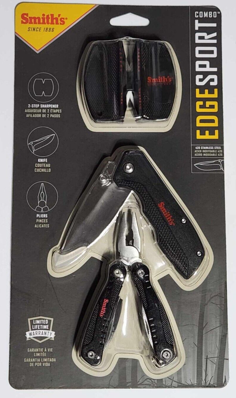 Knife Set- Smith’s Combo Edge Sport: Knife/ 2-Step Sharpener/ Pliers
