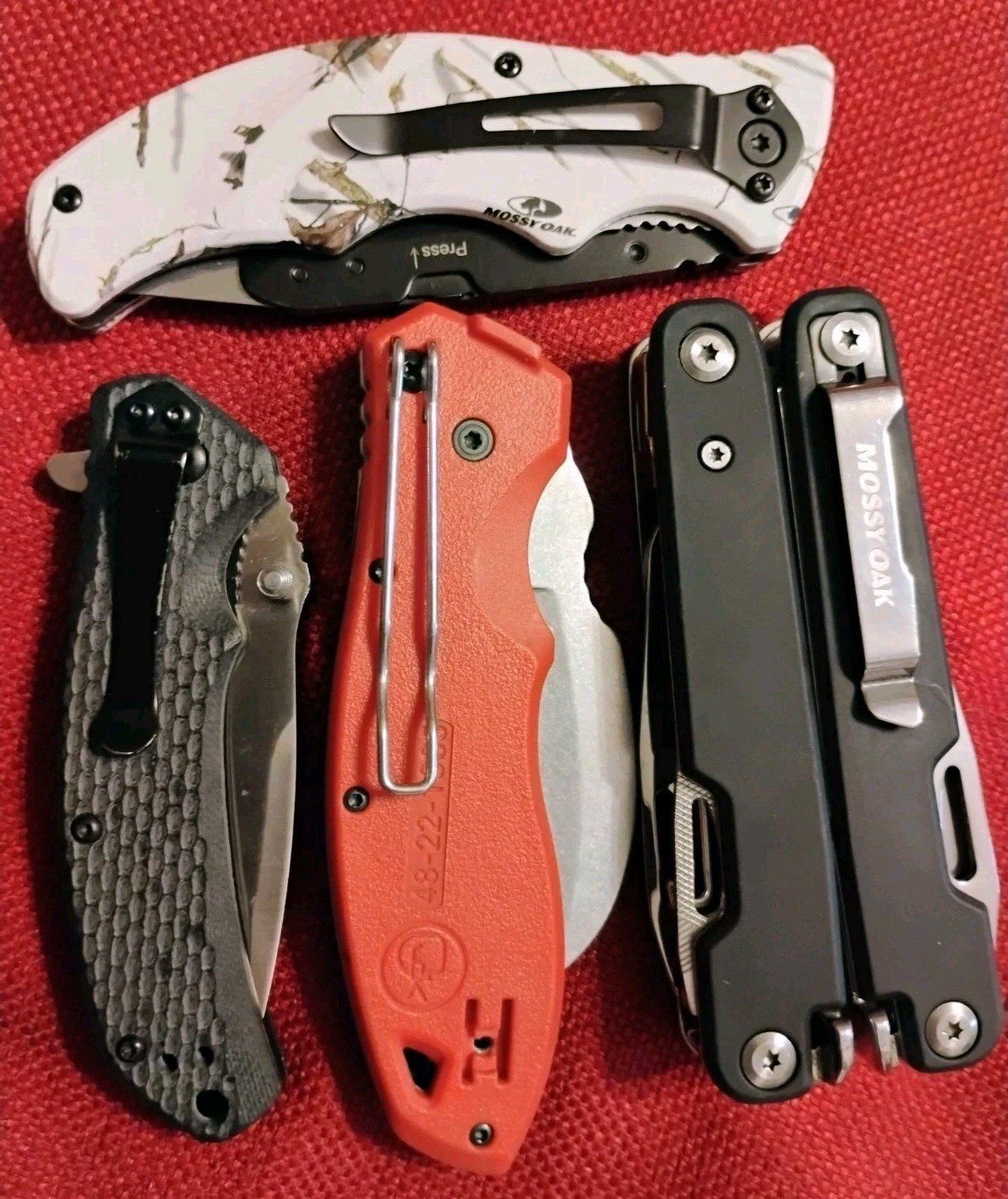 Mossy Oak multitool & razor, Milwaukee & Unbranded tactical knife 4pc lot VG