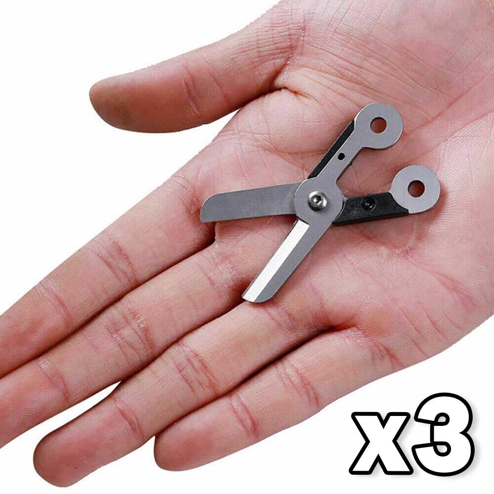 3xOutdoor Survival EDC Mini Spring Scissor Pocket Tool Key Chain Stainless Steel