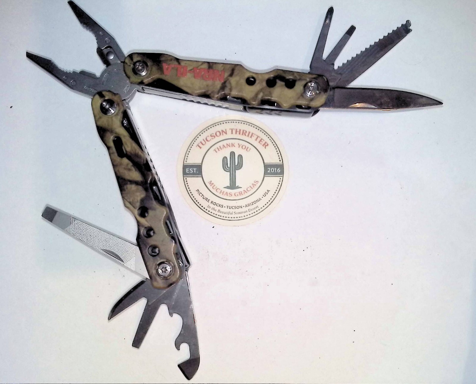 NRA Camo Multi-Function Tool With Sheath