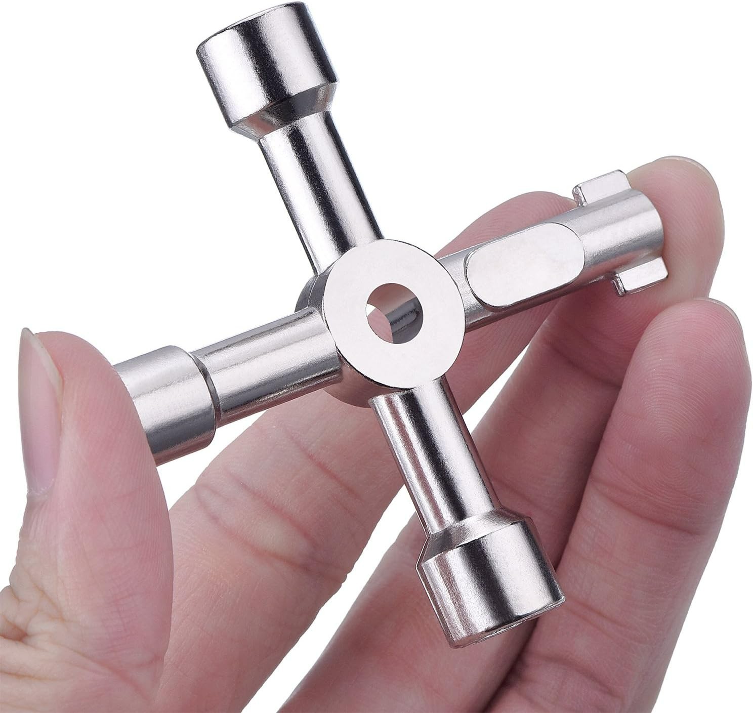 Durable 4-Way Utility Key – Compact Zinc Alloy Tool for Water & Gas Systems