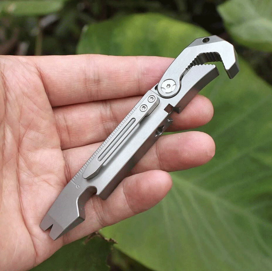 New TC4 Titanium Crowbar Pry Bar Wrench Spanner Bottle Opener Clip Quality Tool