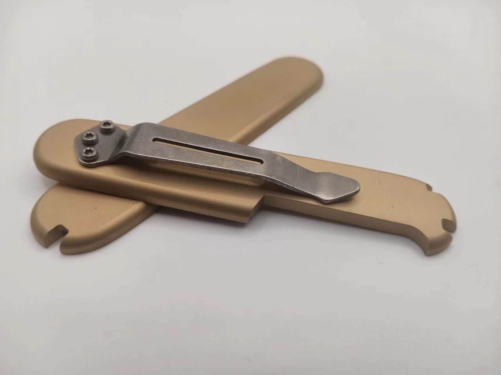 New 1 Pair Brass Handle Scales +Back Clip for 91mm Victorinox Swiss Army Knives