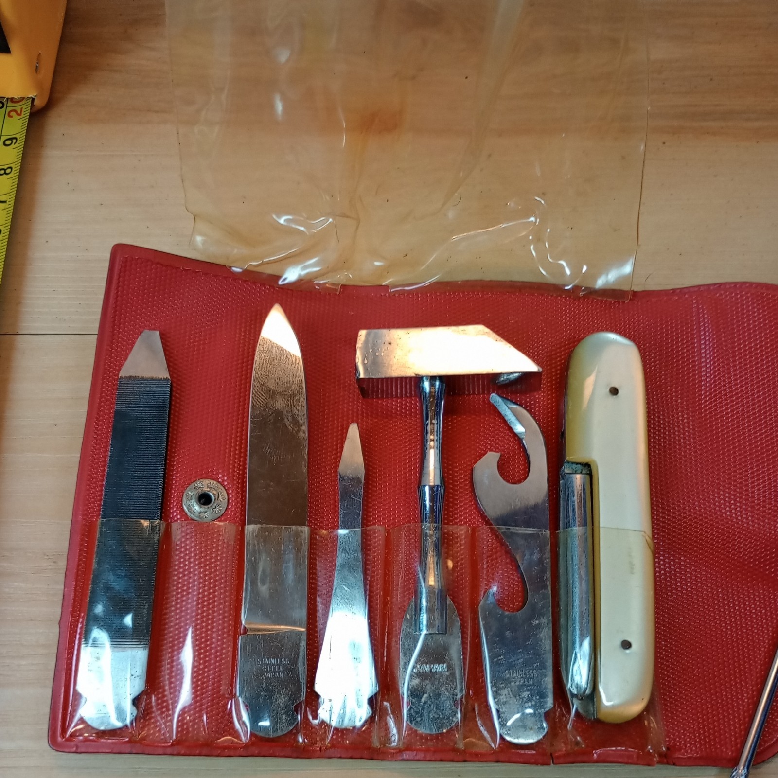 Vtg Multi Purpose Tool Kit Pocket Size Knife Interchangeable 6pc Stainless Japan