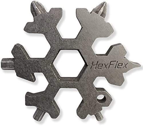 HEXFLEX SS23S ADVENTURE TOOL 15-In-1 Metric MULTI-TOOL Stainless Steel Snowflake
