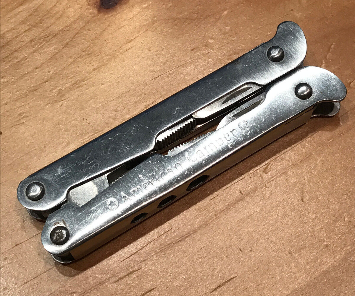 AMERICAN CAMPER BRAND STAINLESS STEEL MULTI TOOL COMBO PLIER W/ LEATHER SHEATH