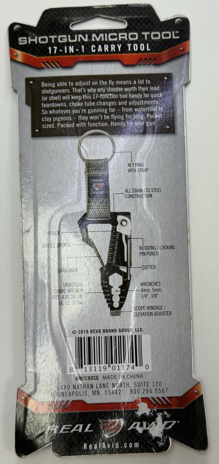 Real Avid Shotgun Micro Tool 17-in-1 Keychain Multi-Tool Choke Wrench – NIB