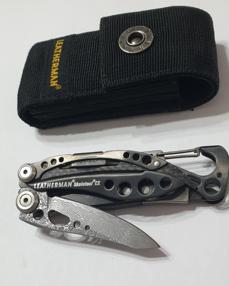 🔥🔥🔥 Leatherman Skeletool CX Damascus Custom Carbon Retired Collectable Rare