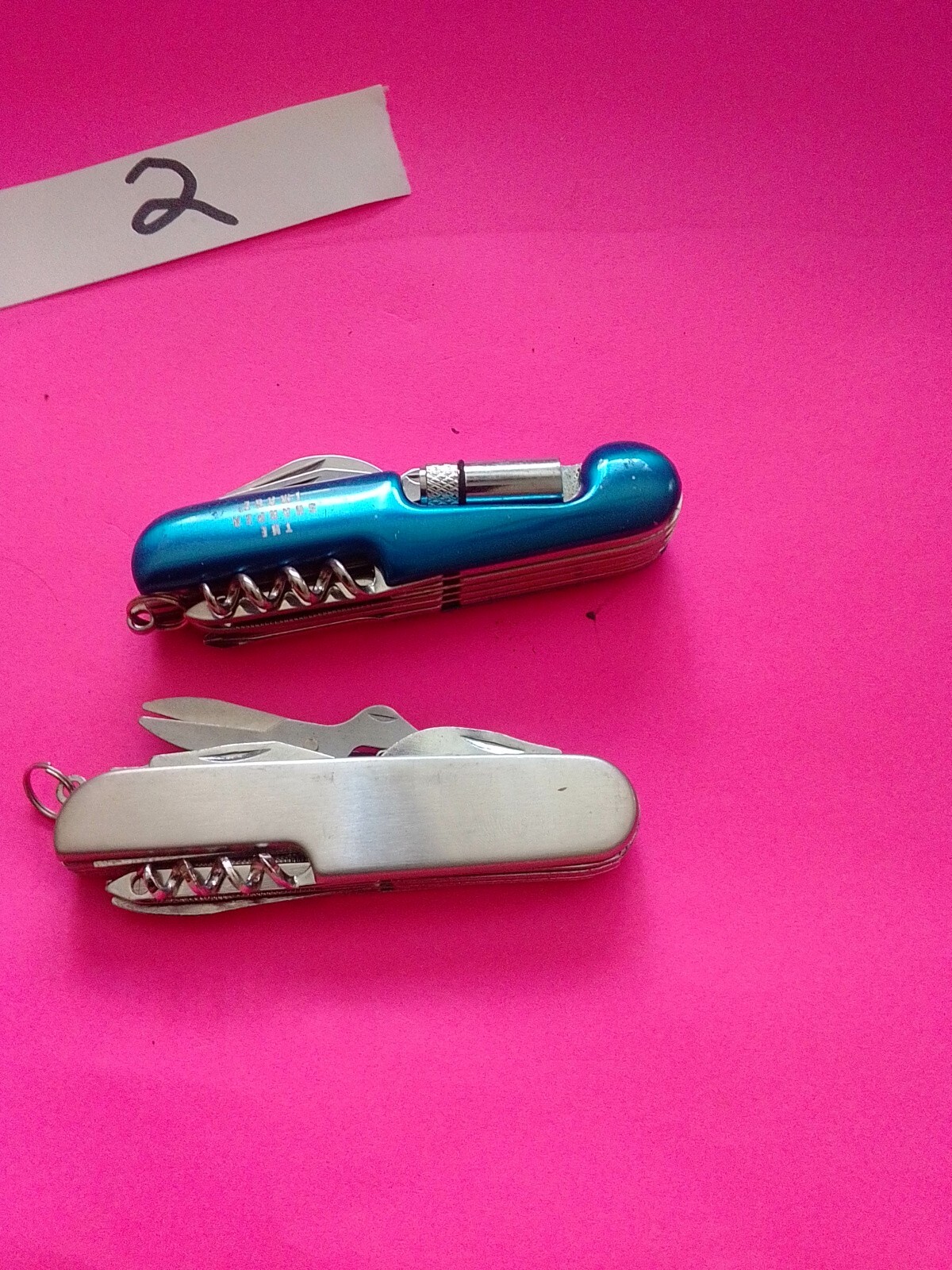 Multi Function Pocket Tool Knife Stainless Steel Lot Of 2 1 Blue 1 Silver