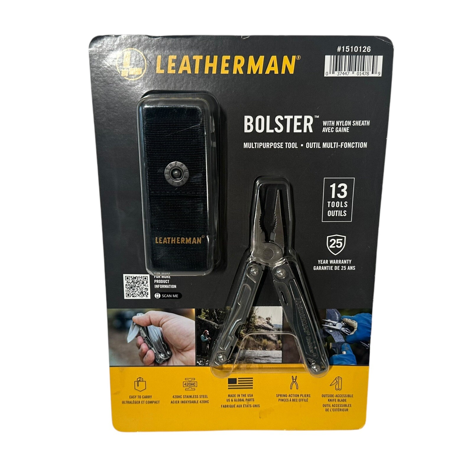 LEATHERMAN BOLSTER 13 TOOL MULTI-TOOL W/SHEATH NIP 25 YEAR WARRANTY MADE USA
