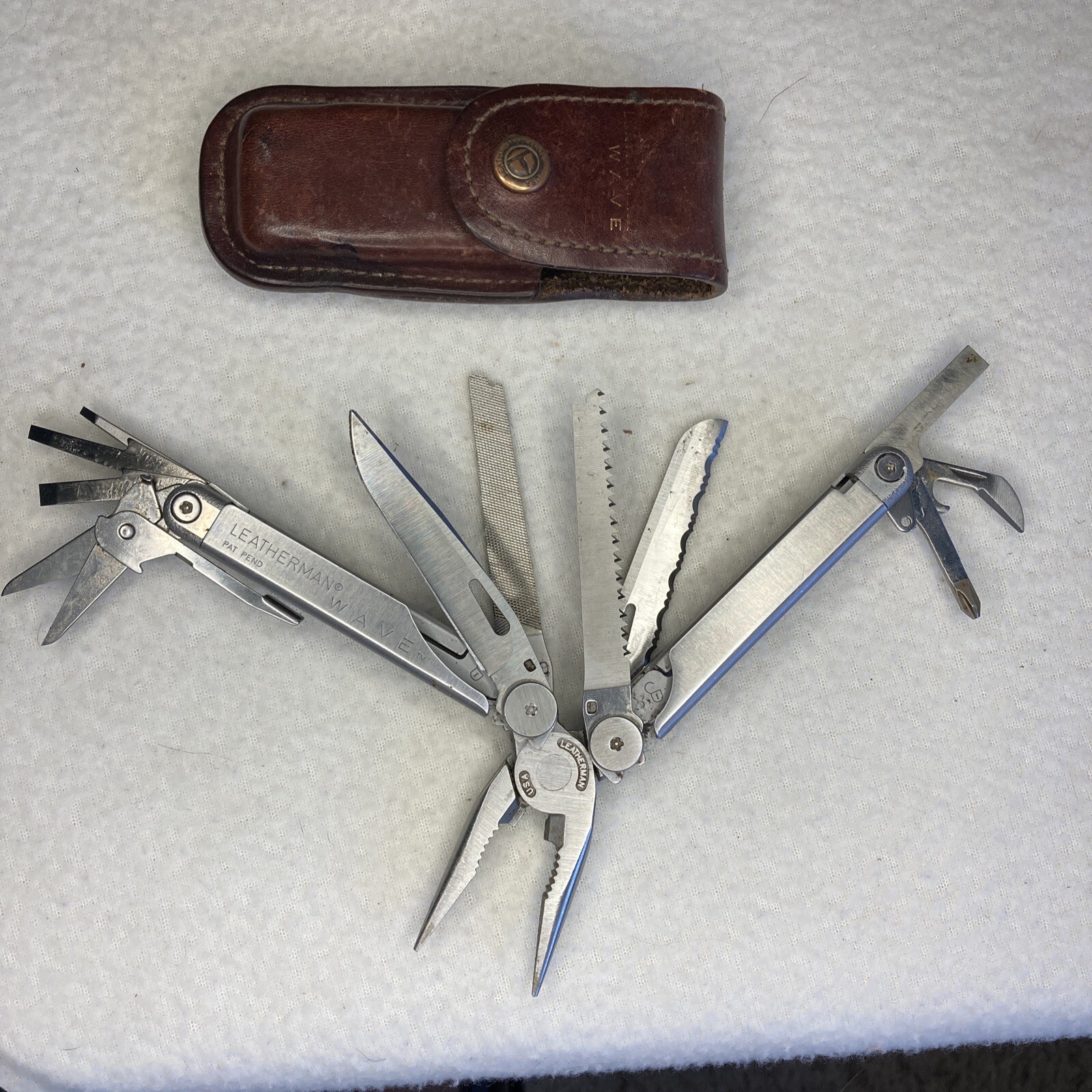 Leatherman Wave Pocket Survival Multi Tool Set Toolkit Leather Sheath Original
