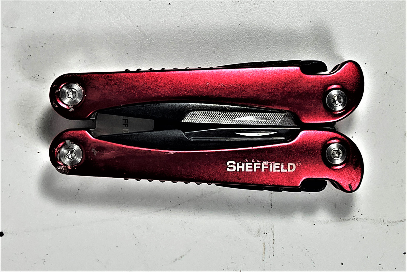 SHEFFIELD Pocket Size Multitool 9 in 1 Tools Stainless, Red Never Used