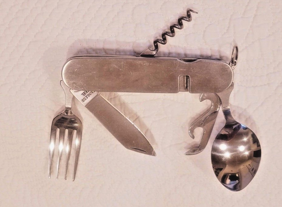 Protocol Survival Tool with Utensils Knife, fork, spoon, cork, bottle, punch