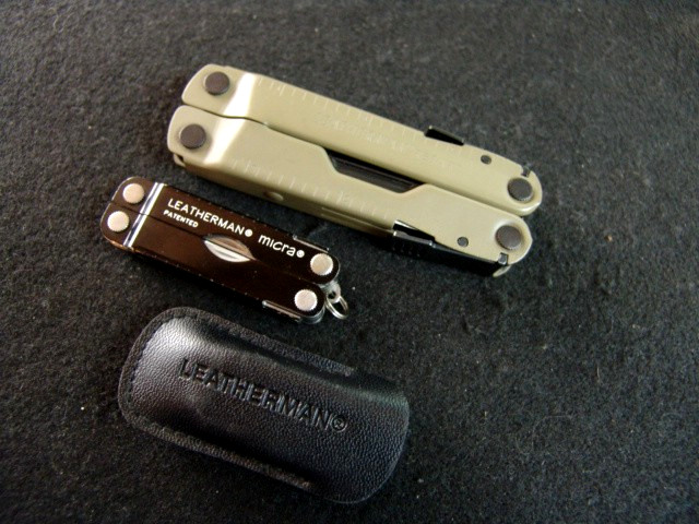 LEATHERMAN REBAR-COYOTE TAN-MULTI TOOL & MICRA-EXCELLENT-BOTH W/ POUCHES-LOT- 2