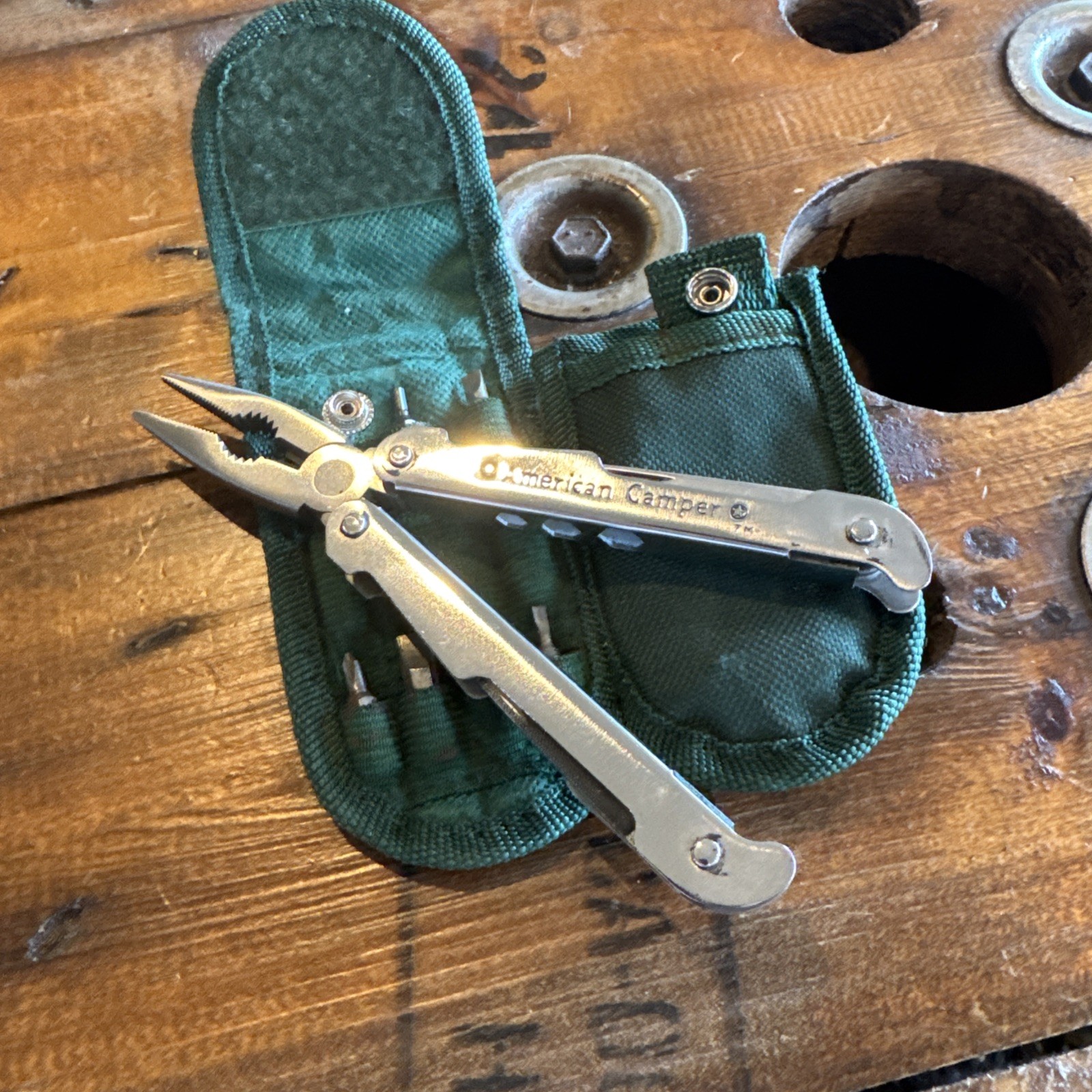 Vintage American Camper Stainless Steel Multi Tool W/ Nylon Case & Bits