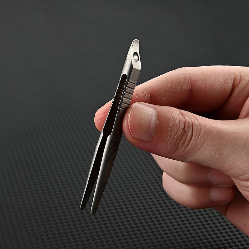 Mini Lightweight Titanium Alloy Keychain Tweezers Portable Outdoor EDC Tool